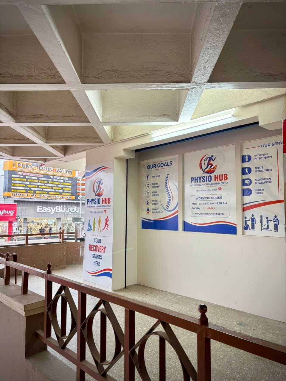 Physio Hub Entrance Corridor and Information Boards